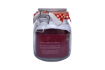 Square glass jar with a tight-fitting clip-top lid with a capacity of 1 liter.