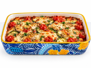 Porcelain Rectangular Baking Dish 10" - 25.5 cm - Blue & Yellow Floral
