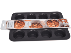 Silicone 12-Cup Muffin Pan with Reinforced Frame - Grey