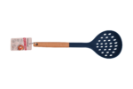 Silicone straining spoon with wooden handle - Image 3