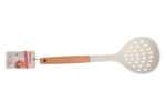 Silicone straining spoon with wooden handle - Image 3
