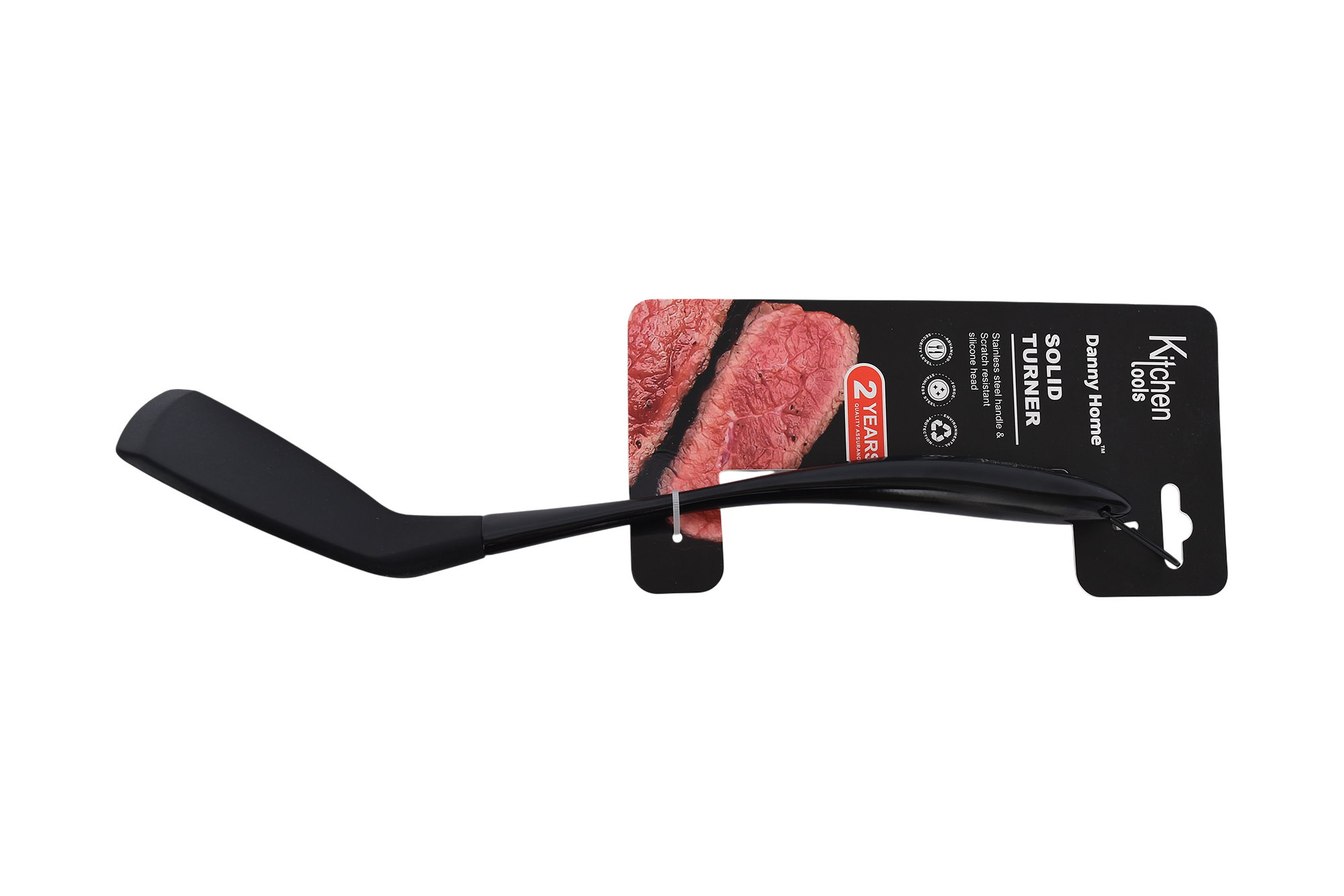 DH3885-BLACK-2.png Black silicone spatula with stainless steel handle - Image 1