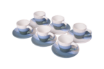 Porcelain coffee cup and saucer set, 12 pieces, 6 cups and 6 coasters, 100 ml.
