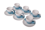 A set of 12 porcelain coffee cups and saucers, 6 cups and 6 coasters, 100 ml