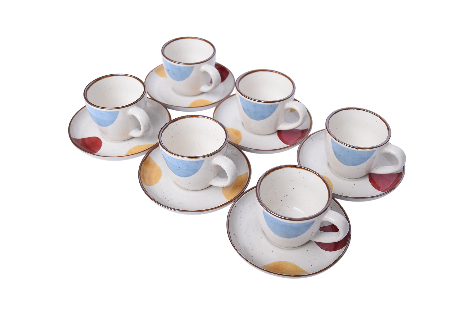 T33-07-3.png Porcelain coffee cup and saucer set, 12 pieces (6 cups and 6 coasters), 120 ml - Image 1