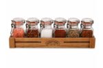 6 Pieces Glass Spice Jar Set with Wooden Stand – 100 ml Each