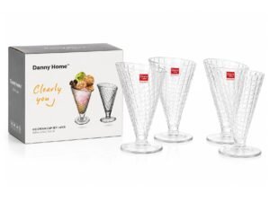 Glass Ice Cream Cone Cup Set - 4 Pieces