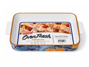 Porcelain Rectangular Baking Dish 14" - 35.5 cm - Blue & Yellow Floral