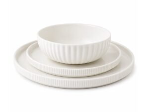Porcelain Dinner Set 3 Pcs - White Ribbed