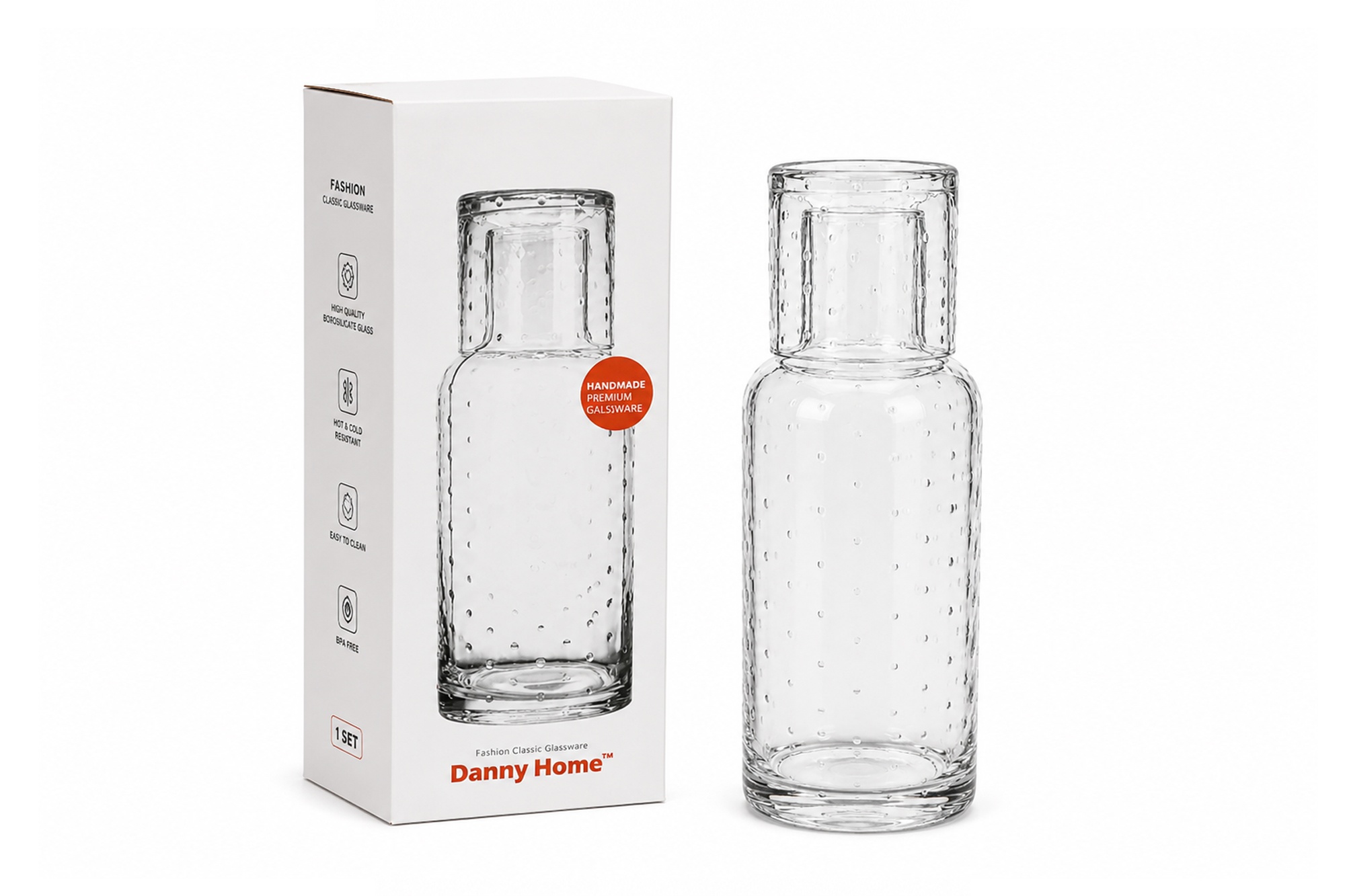 CB-177-1-1.jpg Glass Water Bottle with Drinking Cup - Image 1