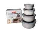 4 Pieces Food Storage Bowl Set with Airtight Lids - Image 3
