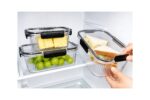 3 Pieces Square Glass Food Storage Container Set with Airtight Lids - Image 3