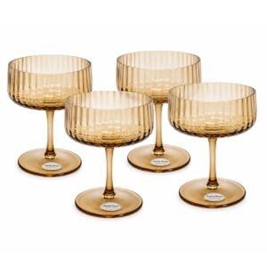 4 Pieces Polished Glass Drinking Cup Set for Everyday Beverage Serving