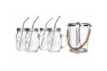 5 Pieces Glass Ice Bucket and Drinking Cup Set