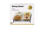 4 Pieces Glass Snack Bowl Set with Black Metal Stand - Image 2