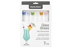 Glass Drinking Straws Set 6 Pieces with Bow Decoration - 20 cm