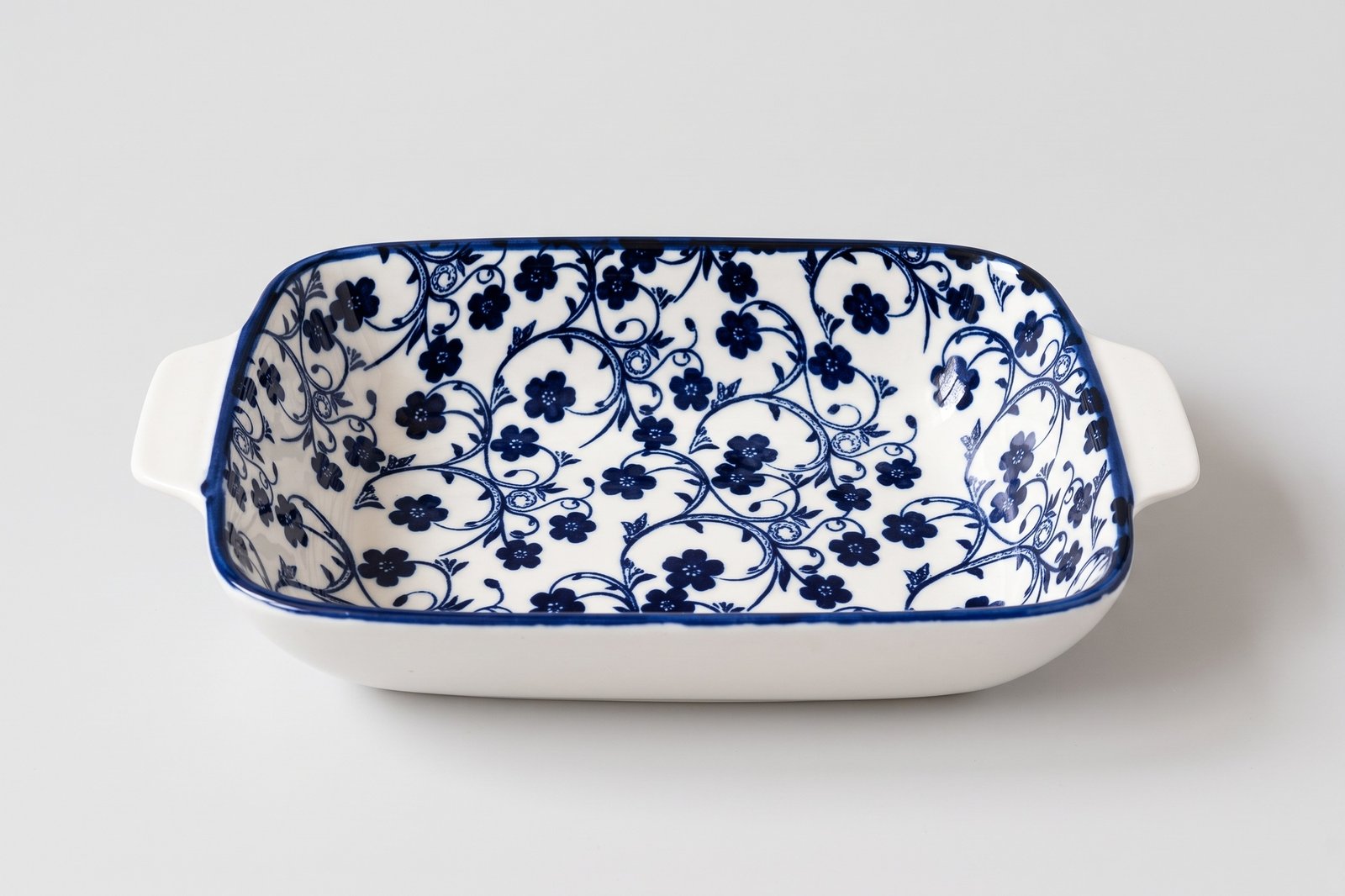 90CFKP2011_-1.jpg Porcelain Rectangular Baking Dish 9" - 23 cm - Blue Floral - Image 1