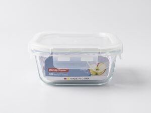 Square Glass Food Container 500 ml - Clear Locking Lid