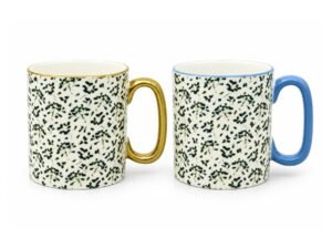 Porcelain Couple Mugs Set 2 Pcs 310 ml - Green Leaves