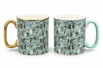 Porcelain Couple Mugs Set 2 Pcs 310 ml - City Pattern - Image 2