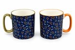 Porcelain Couple Mugs Set 2 Pcs 310 ml - Navy Floral - Image 2