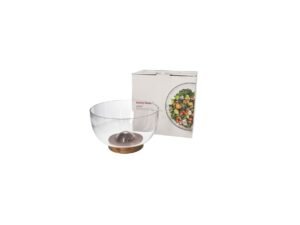 Glass Salad Bowl with Acacia Wood Base