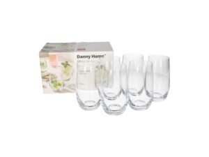 Tall Glass Tumblers Set Clear 6 Pcs 410 ml