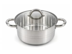 Stainless Steel Grooved Casserole with Glass Lid 16 cm - 1.9 L