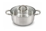 Stainless Steel Grooved Casserole with Glass Lid 22 cm - 4.5 L