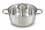 Stainless Steel Grooved Casserole with Glass Lid 22 cm - 4.5 L - Image 2