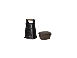 4 Sided Stainless Steel Grater with Storage Box Black